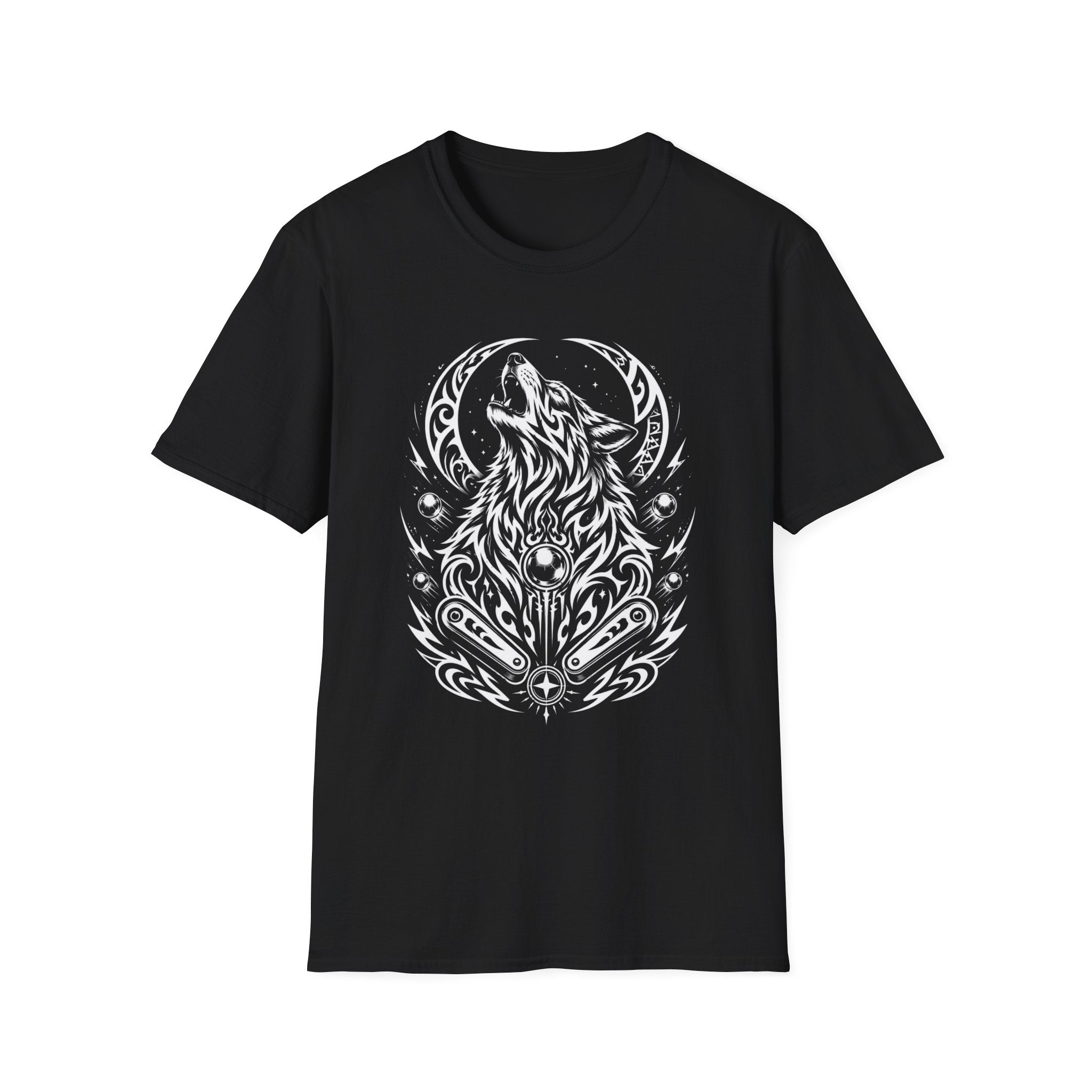 Tribal Moon Wolf Graphic Pinball Tee