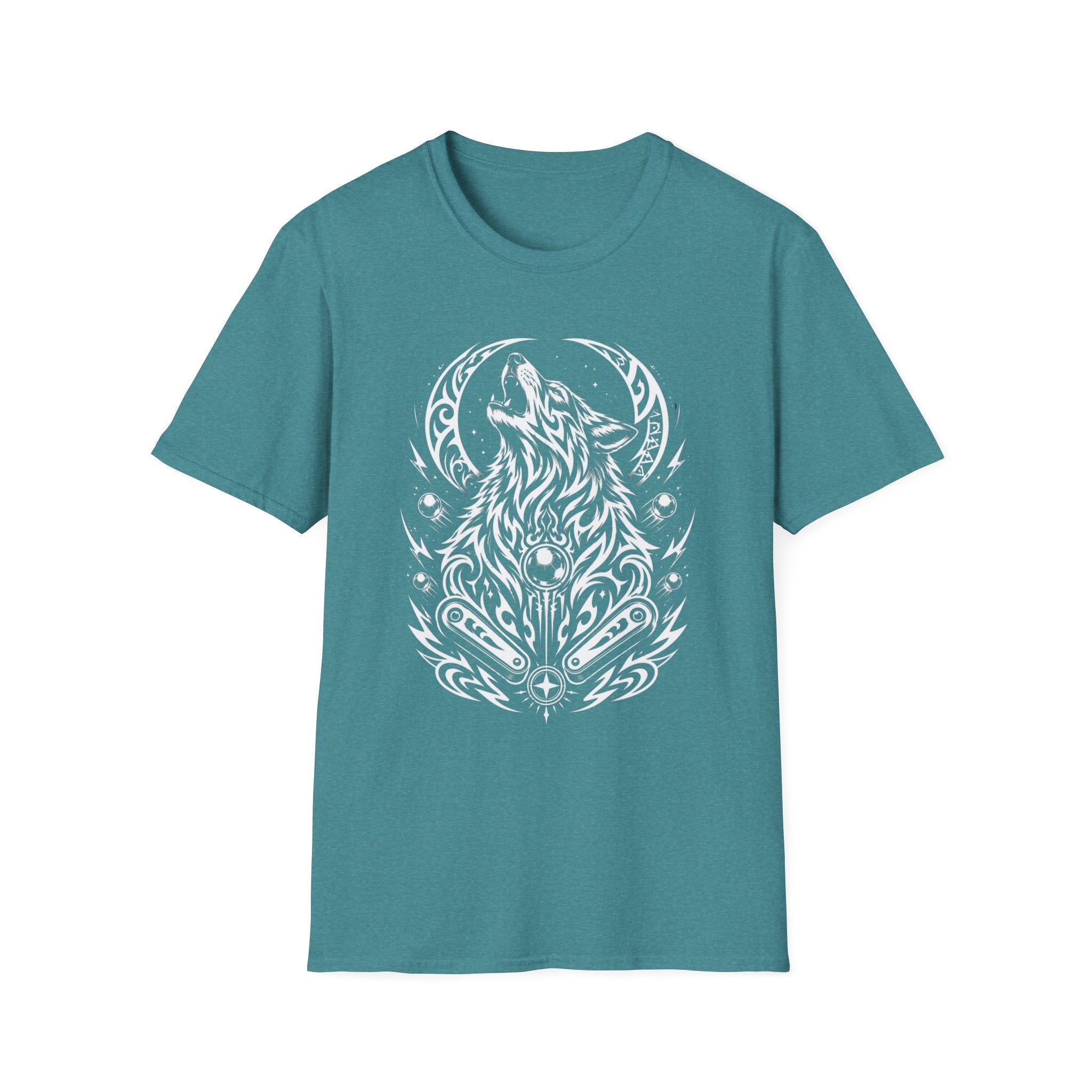 Tribal Moon Wolf Graphic Pinball Tee