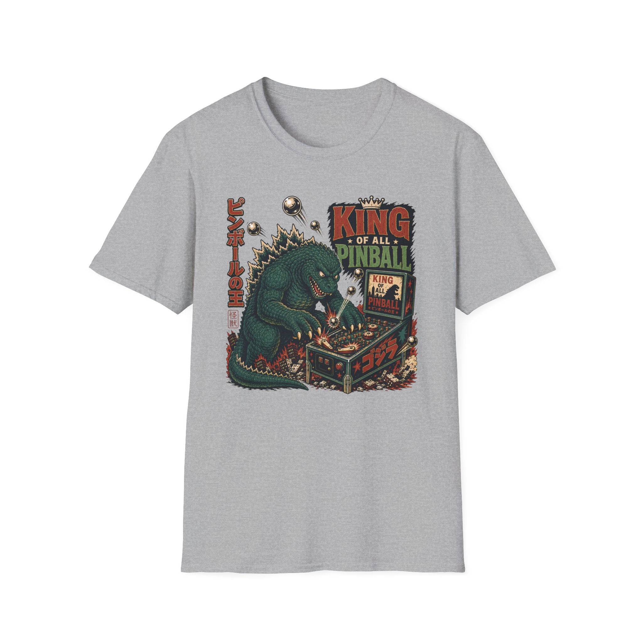 King of All Pinball — Retro Godzilla Arcade Tee