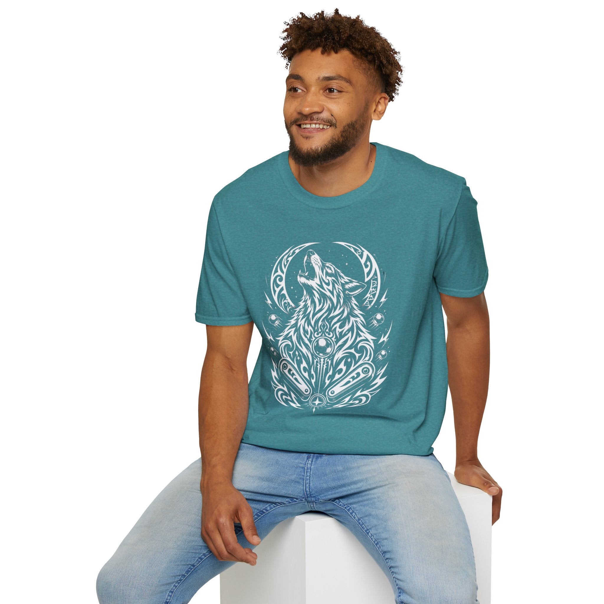 Tribal Moon Wolf Graphic Pinball Tee