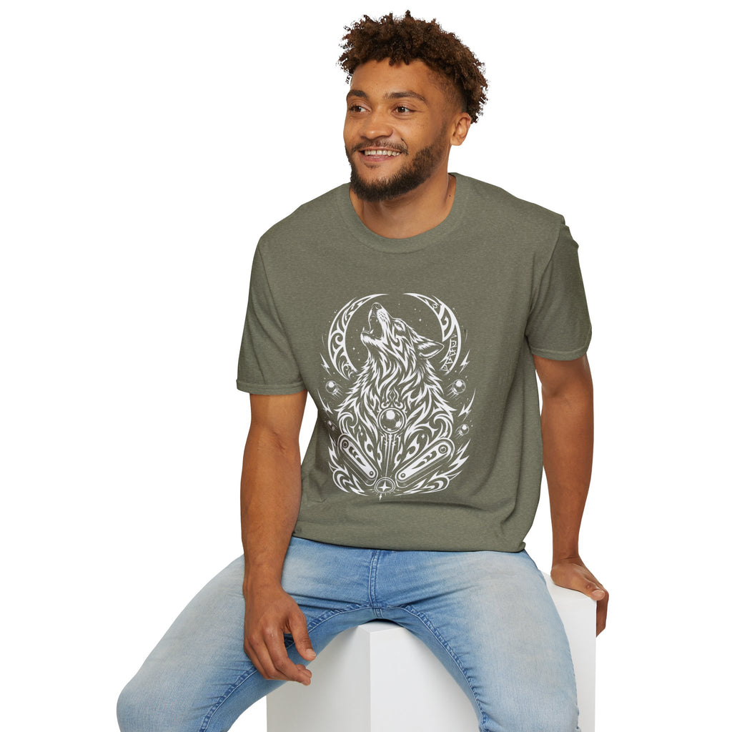 Tribal Moon Wolf Graphic Pinball Tee
