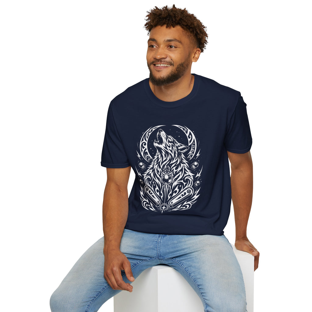 Tribal Moon Wolf Graphic Pinball Tee