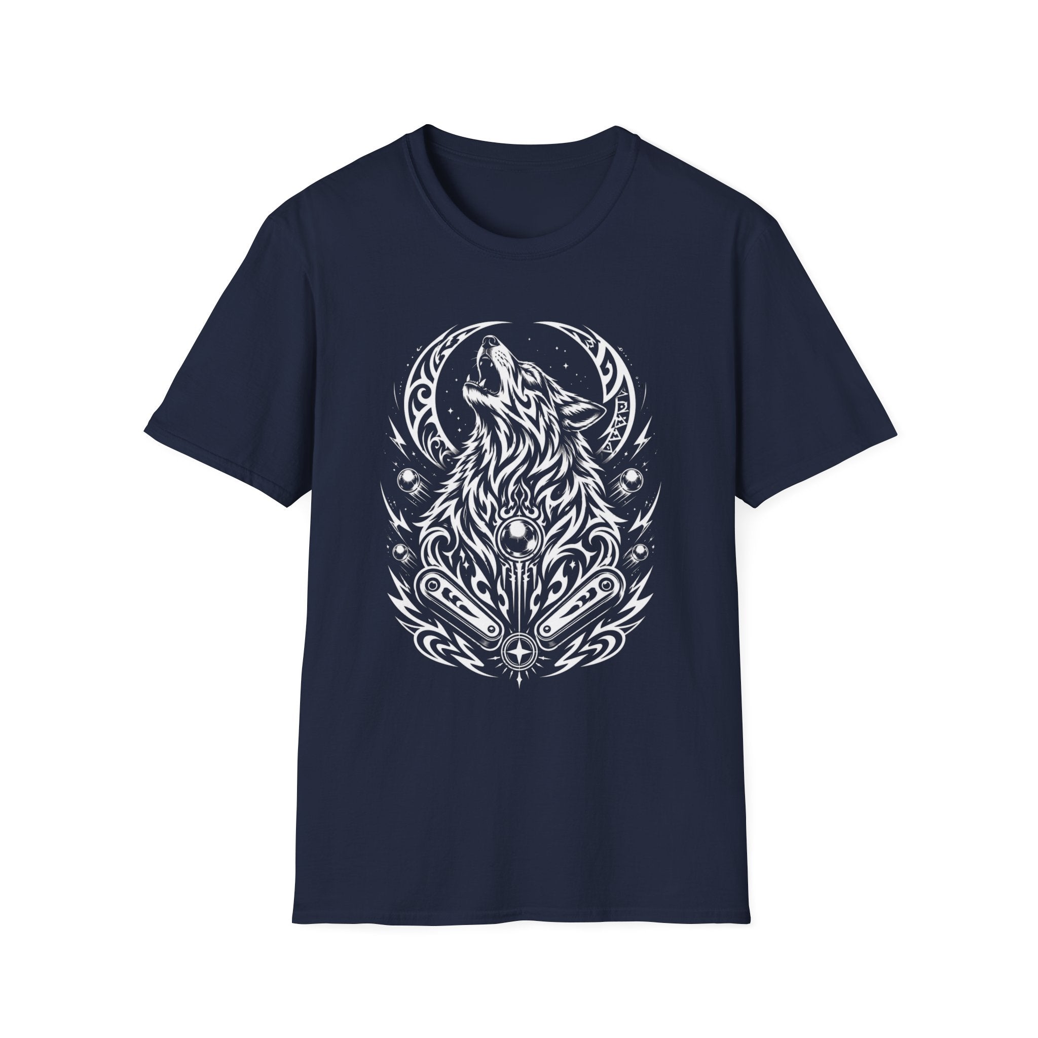 Tribal Moon Wolf Graphic Pinball Tee