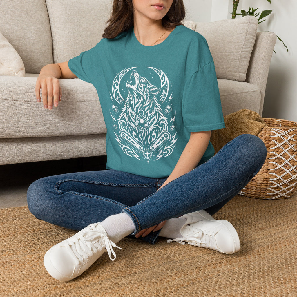Tribal Moon Wolf Graphic Pinball Tee
