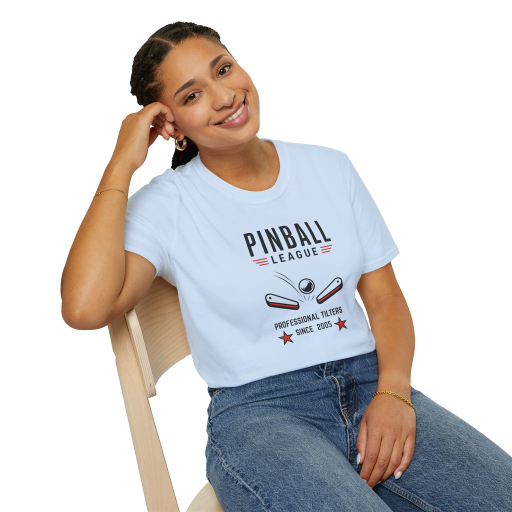 Pinball League T-Shirt — Retro Arcade Flipper Design