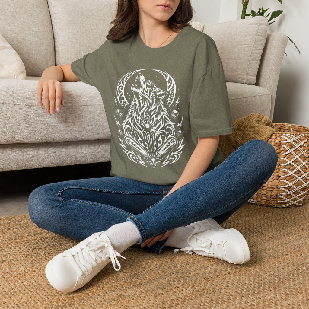 Tribal Moon Wolf Graphic Pinball Tee