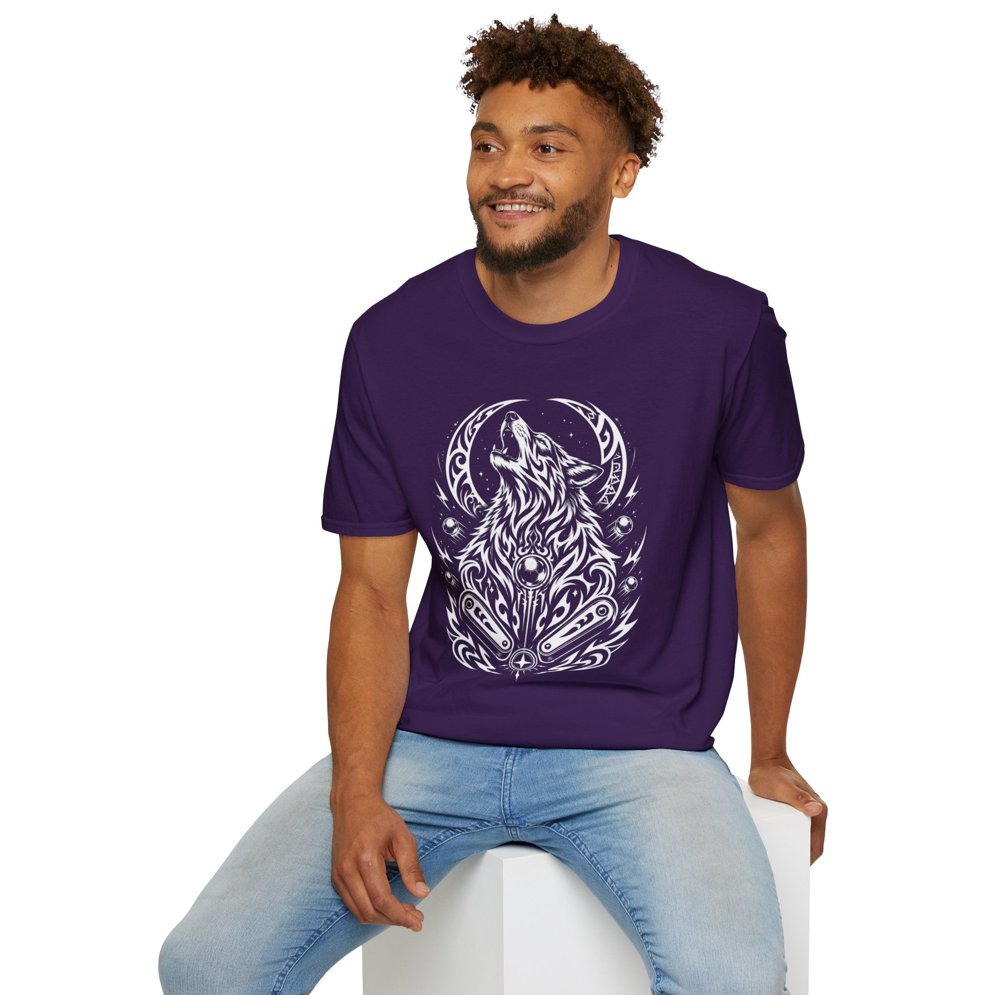 Tribal Moon Wolf Graphic Pinball Tee