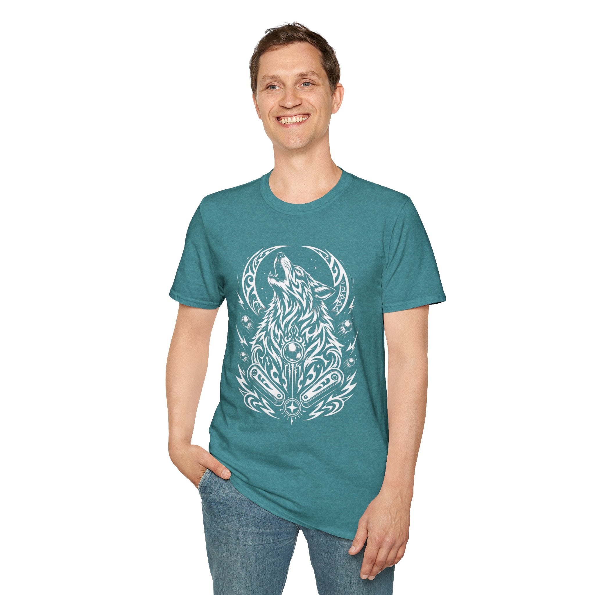 Tribal Moon Wolf Graphic Pinball Tee