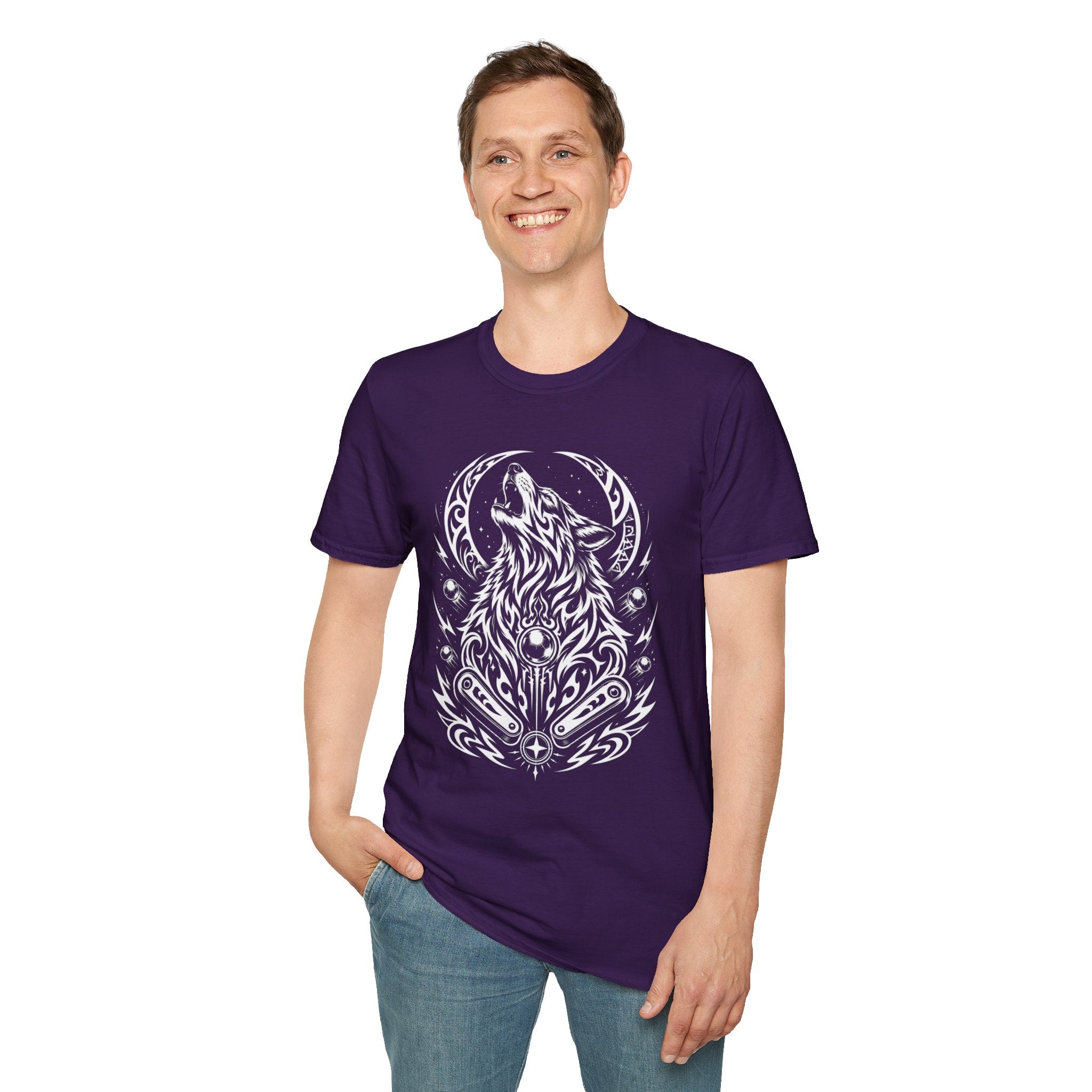 Tribal Moon Wolf Graphic Pinball Tee