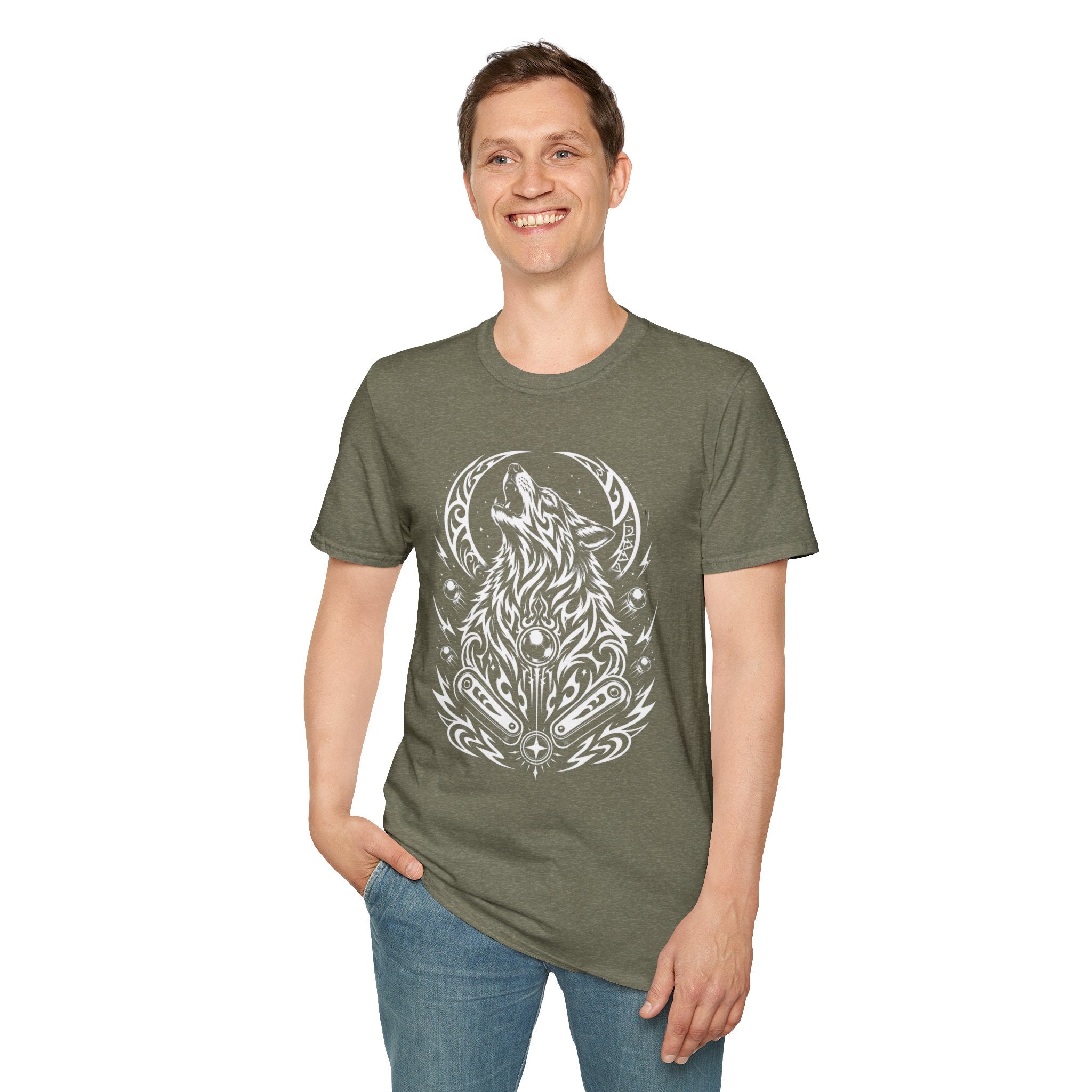Tribal Moon Wolf Graphic Pinball Tee