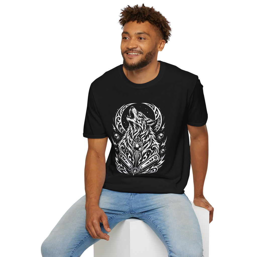 Tribal Moon Wolf Graphic Pinball Tee